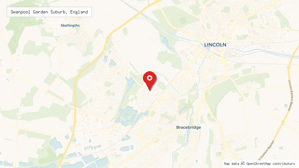 Street map of Swanpool Garden Suburb, England with location pin