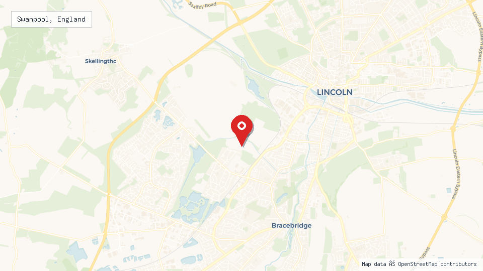 Street map of Swanpool, England with location pin