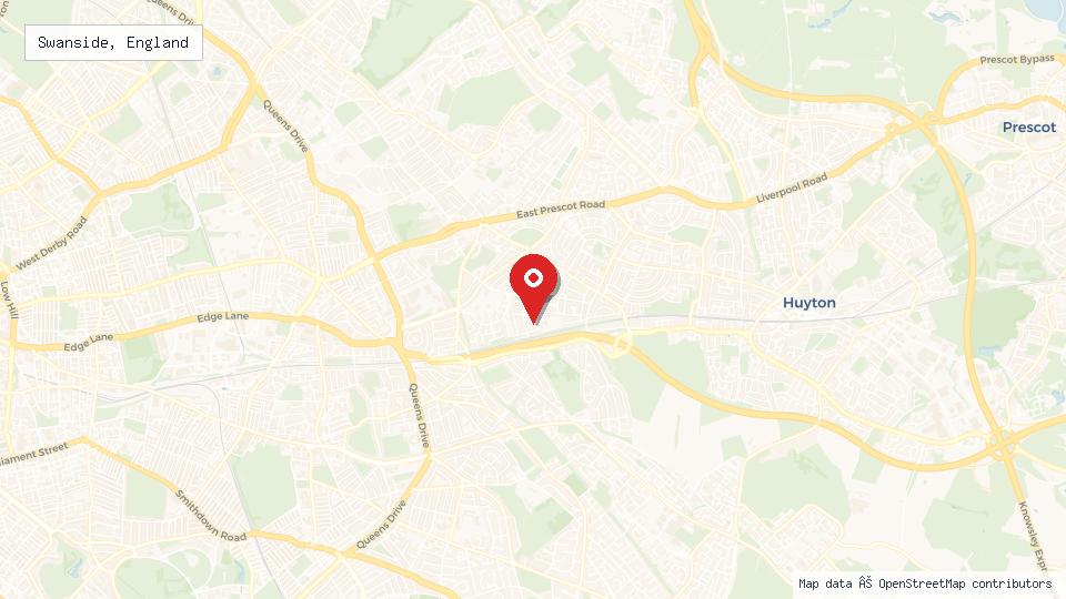 Street map of Swanside, England with location pin
