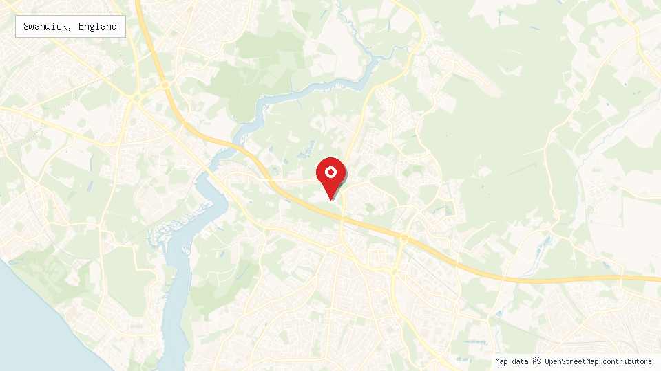 Street map of Swanwick, England with location pin