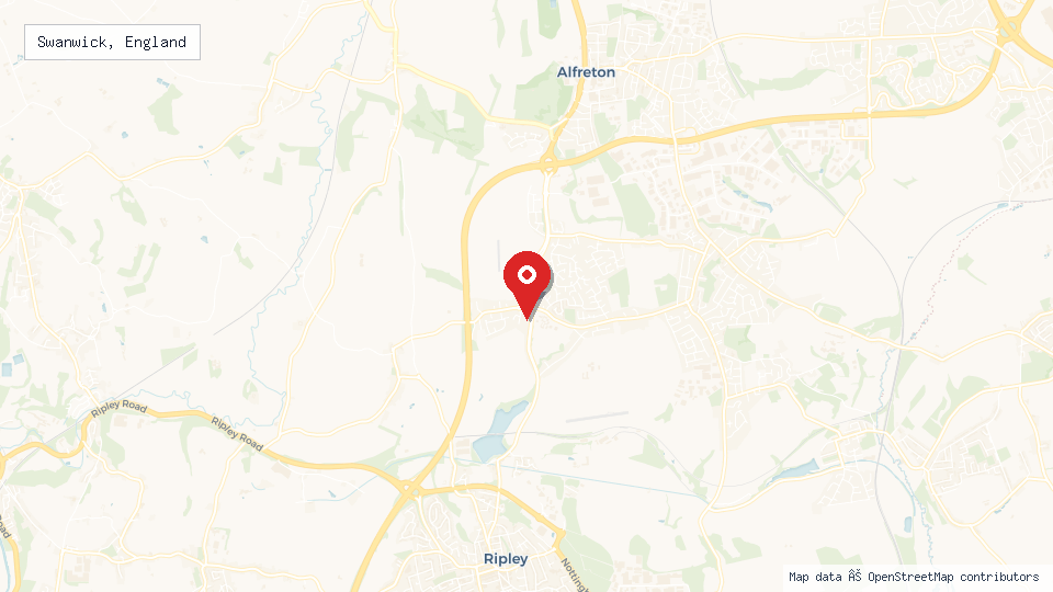 Street map of Swanwick, England with location pin