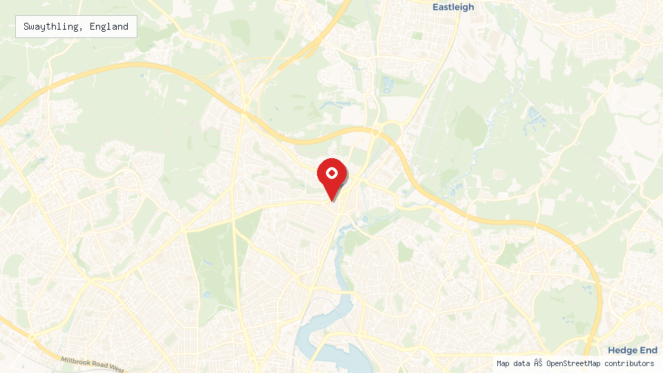 Street map of Swaythling, England with location pin