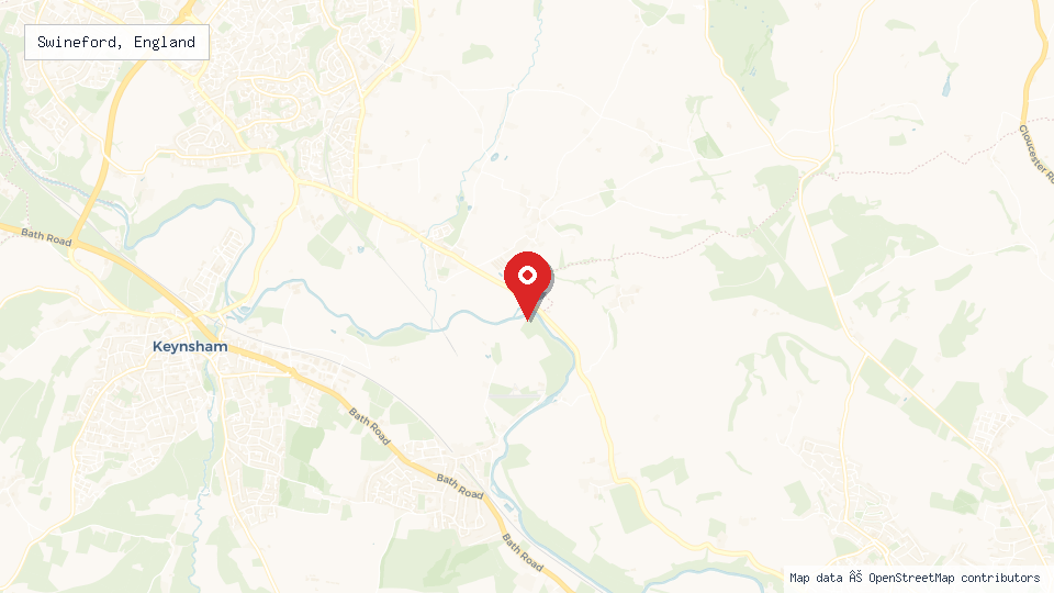 Street map of Swineford, England with location pin