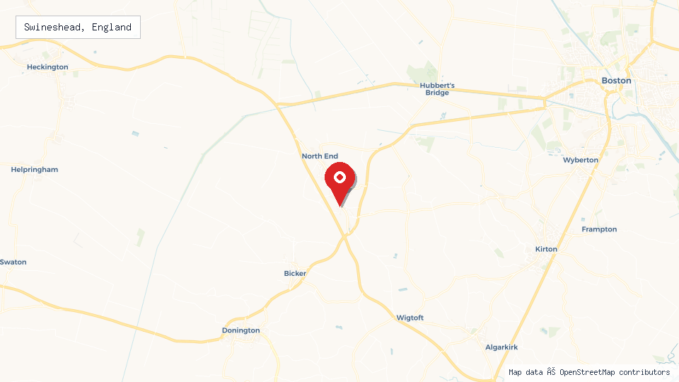Street map of Swineshead, England with location pin