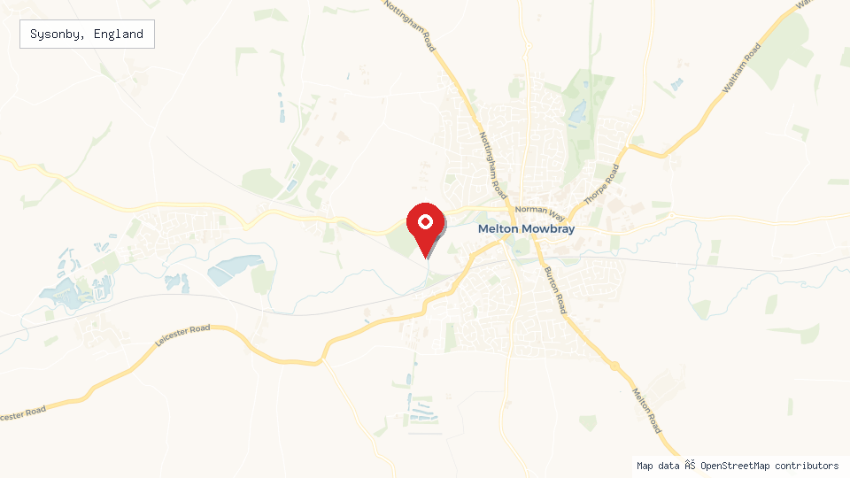 Street map of Sysonby, England with location pin