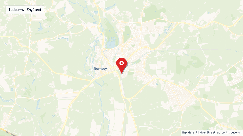 Street map of Tadburn, England with location pin