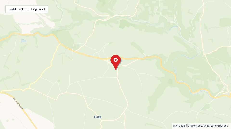 Street map of Taddington, England with location pin
