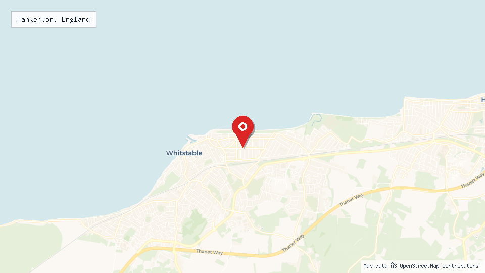 Street map of Tankerton, England with location pin
