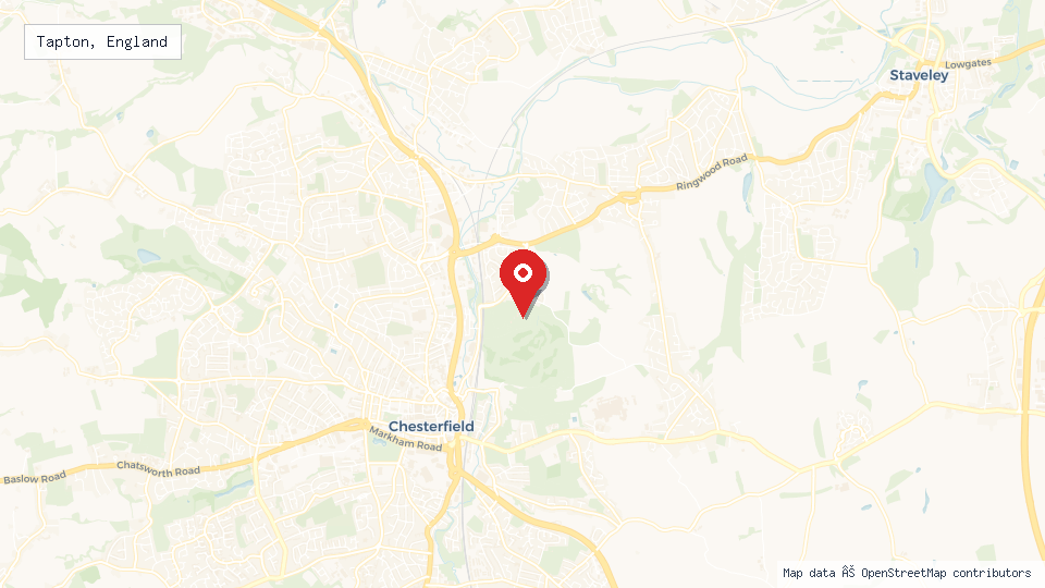 Street map of Tapton, England with location pin