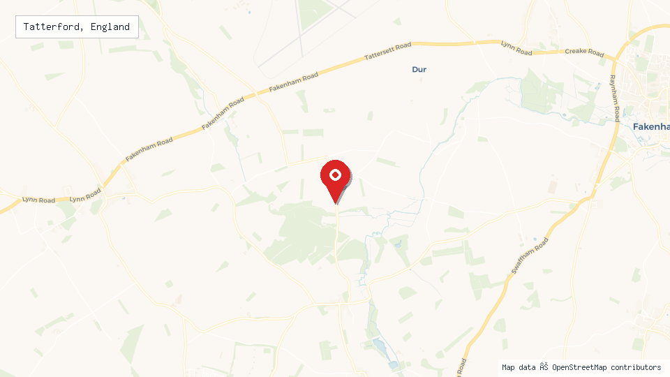 Street map of Tatterford, England with location pin