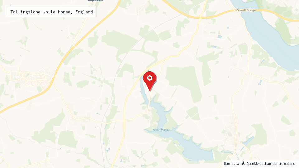 Street map of Tattingstone White Horse, England with location pin