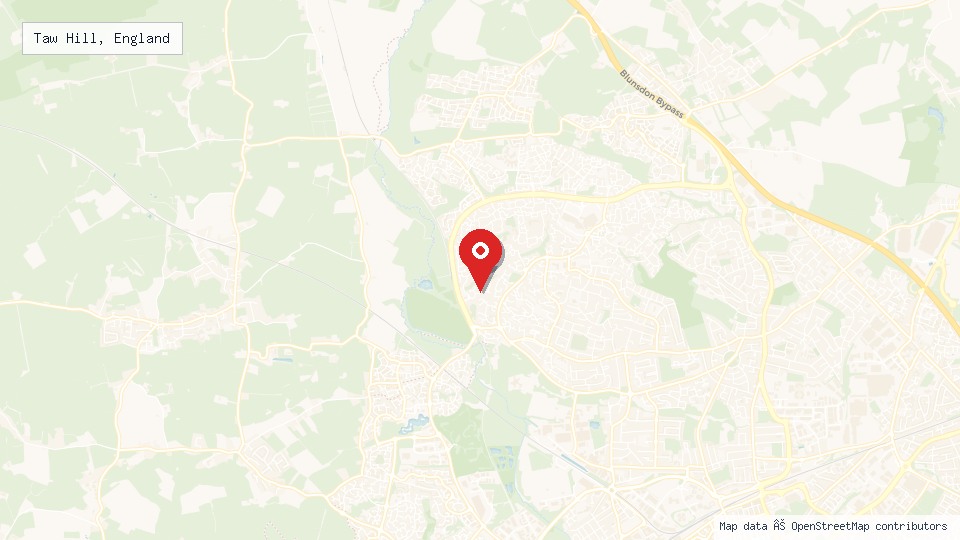 Street map of Taw Hill, England with location pin