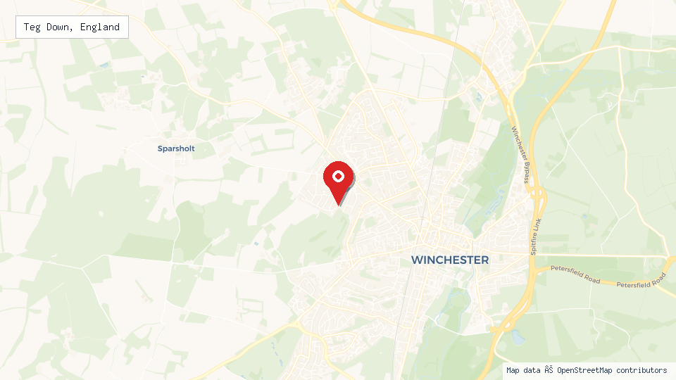 Street map of Teg Down, England with location pin