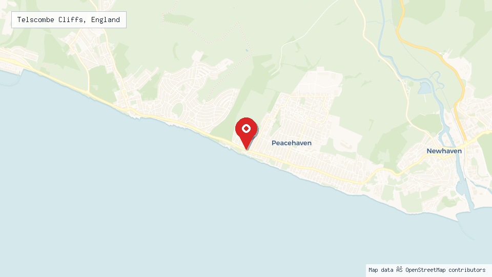 Street map of Telscombe Cliffs, England with location pin