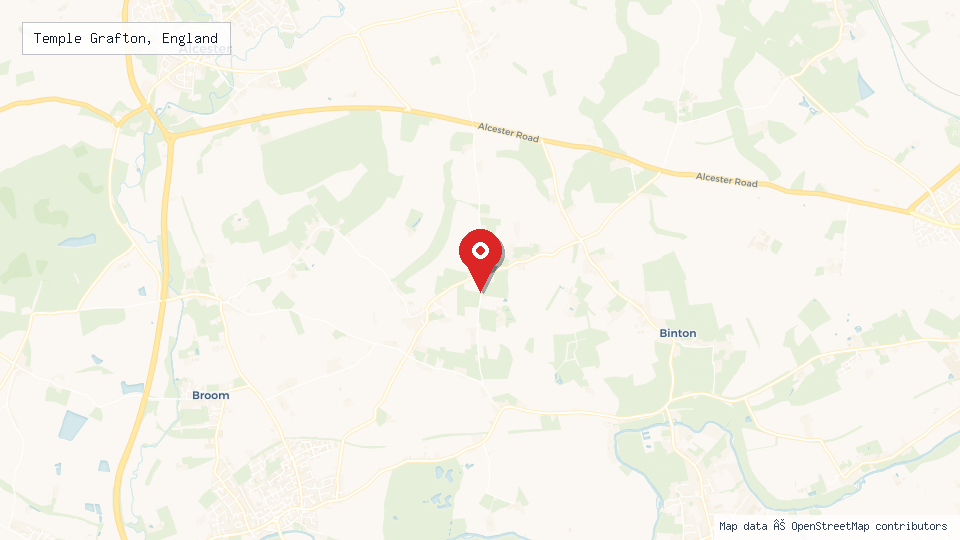 Street map of Temple Grafton, England with location pin