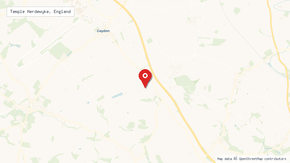 Street map of Temple Herdewyke, England with location pin