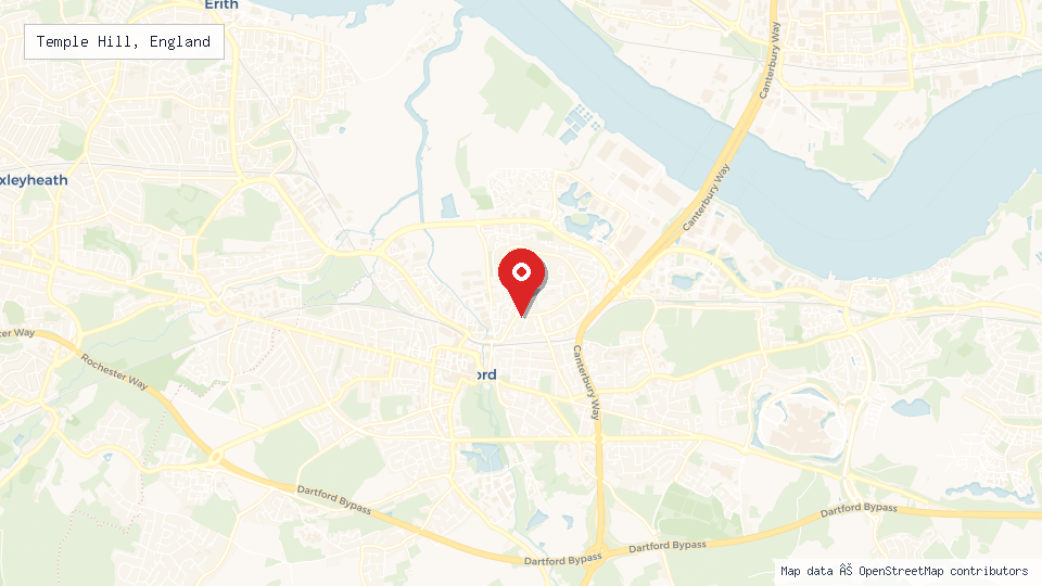 Street map of Temple Hill, England with location pin