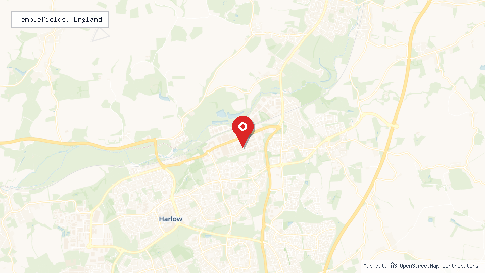 Street map of Templefields, England with location pin