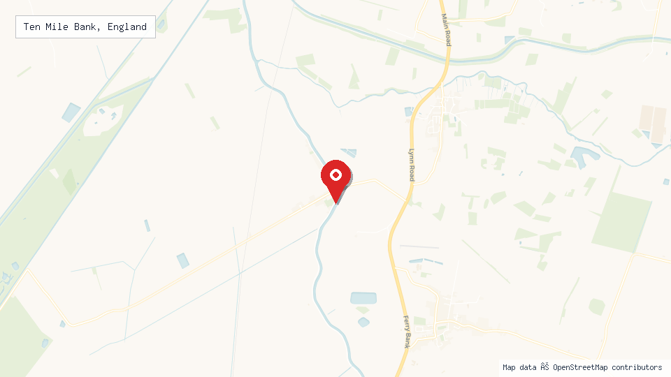 Street map of Ten Mile Bank, England with location pin