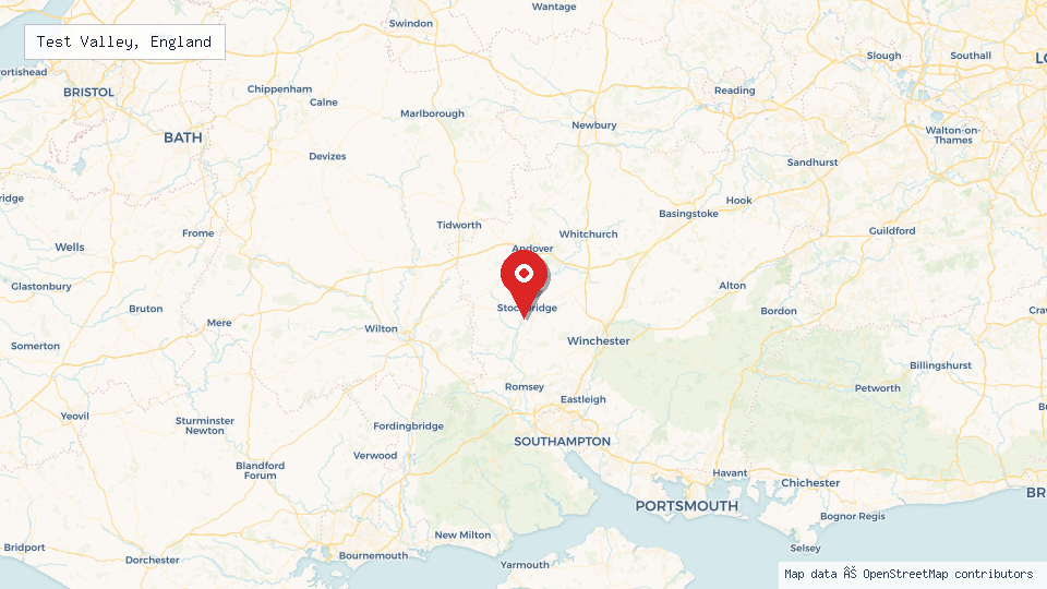 Street map of Test Valley, England with location pin
