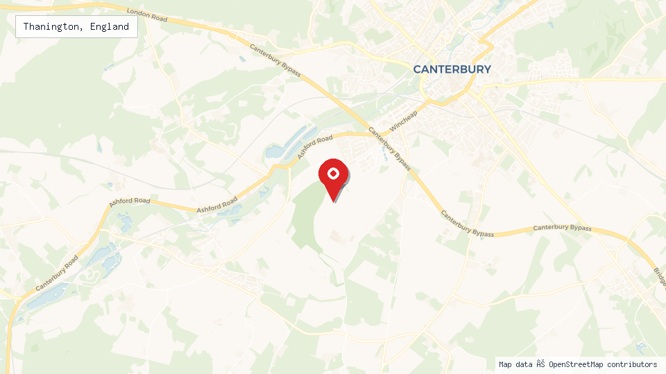 Street map of Thanington, England with location pin