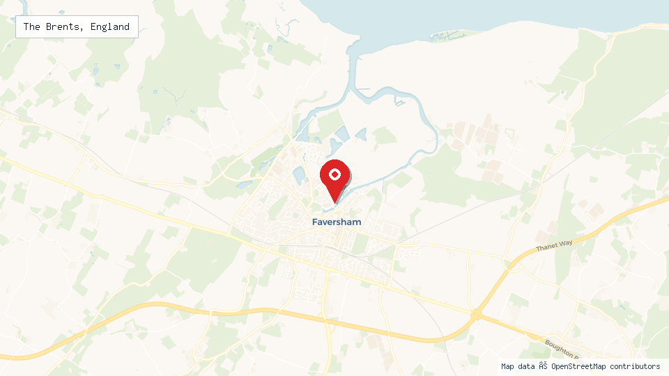 Street map of The Brents, England with location pin