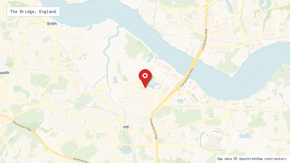 Street map of The Bridge, England with location pin