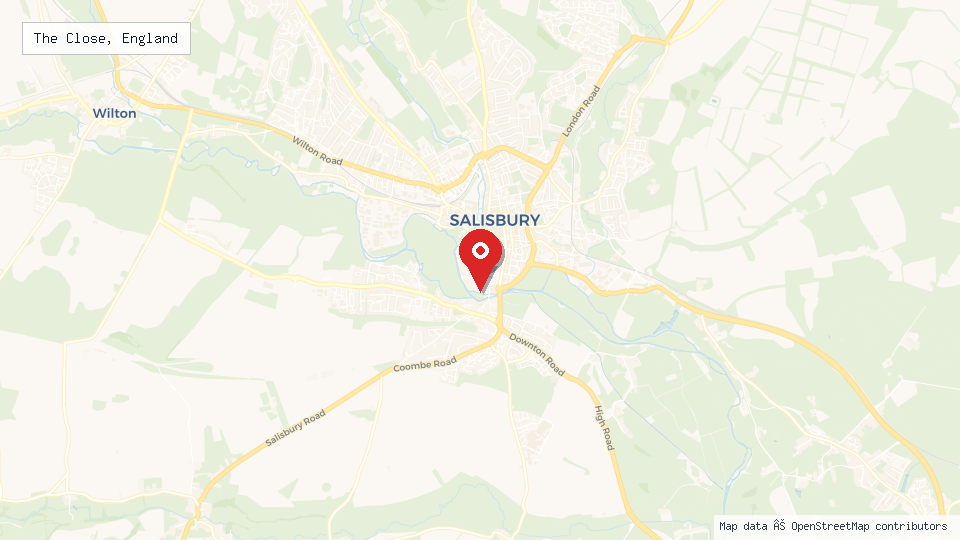 Street map of The Close, England with location pin