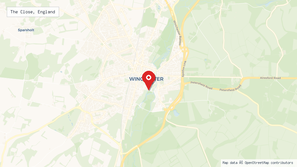 Street map of The Close, England with location pin