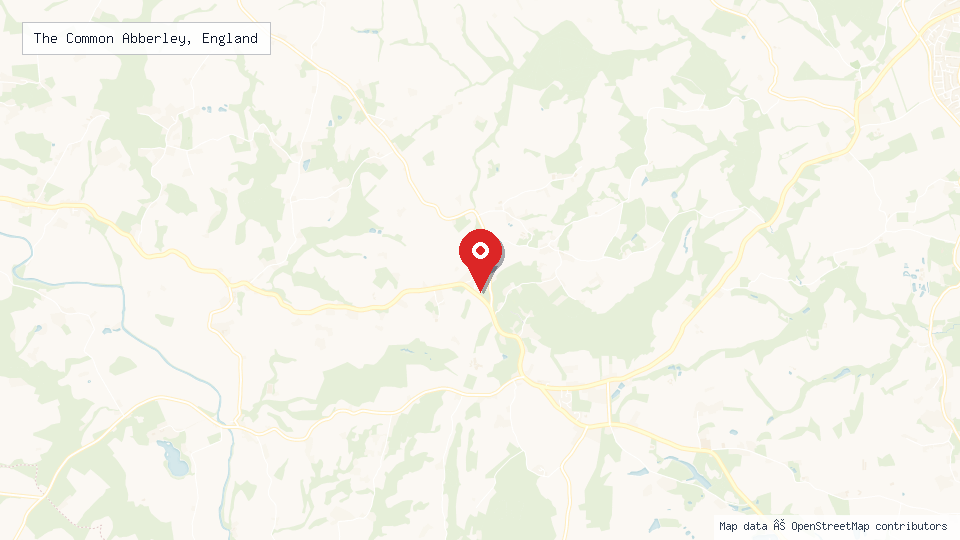 Street map of The Common Abberley, England with location pin