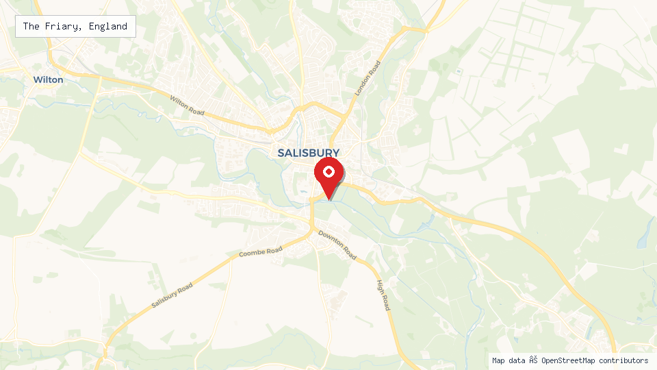 Street map of The Friary, England with location pin