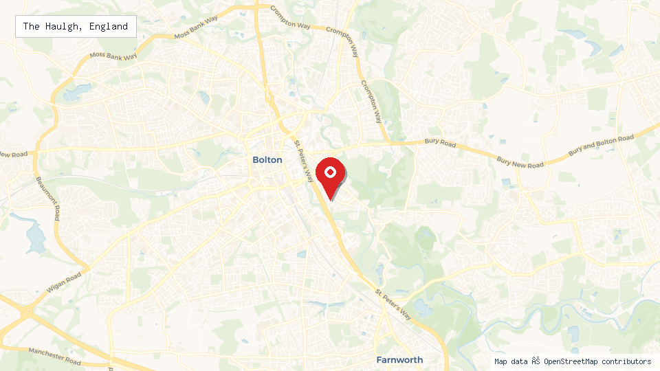 Street map of The Haulgh, England with location pin