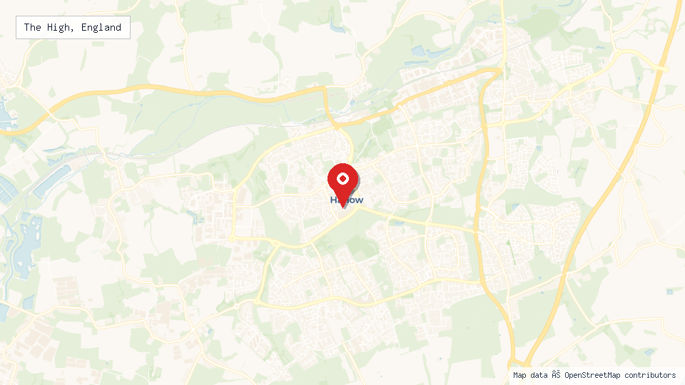 Street map of The High, England with location pin