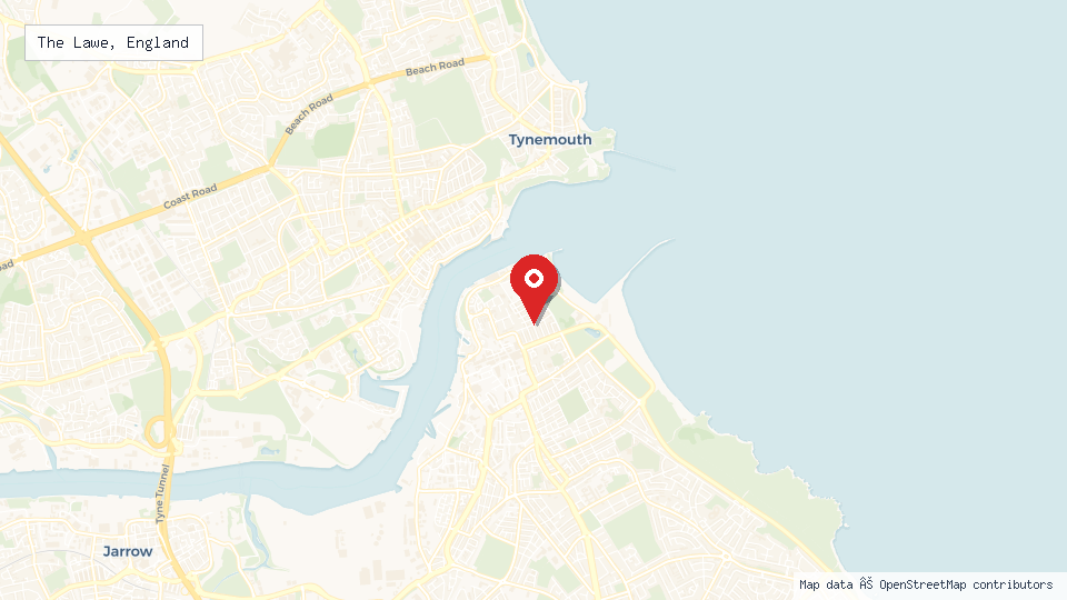 Street map of The Lawe, England with location pin