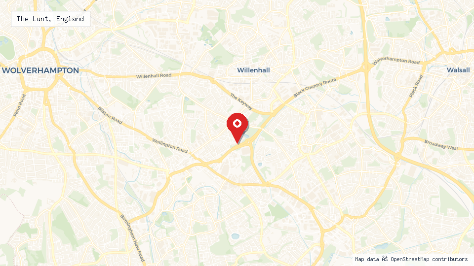 Street map of The Lunt, England with location pin