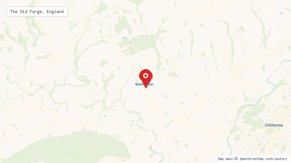 Street map of The Old Forge, England with location pin