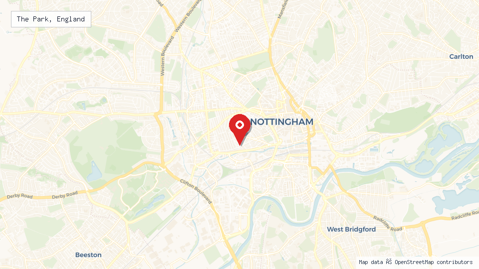 Street map of The Park, England with location pin