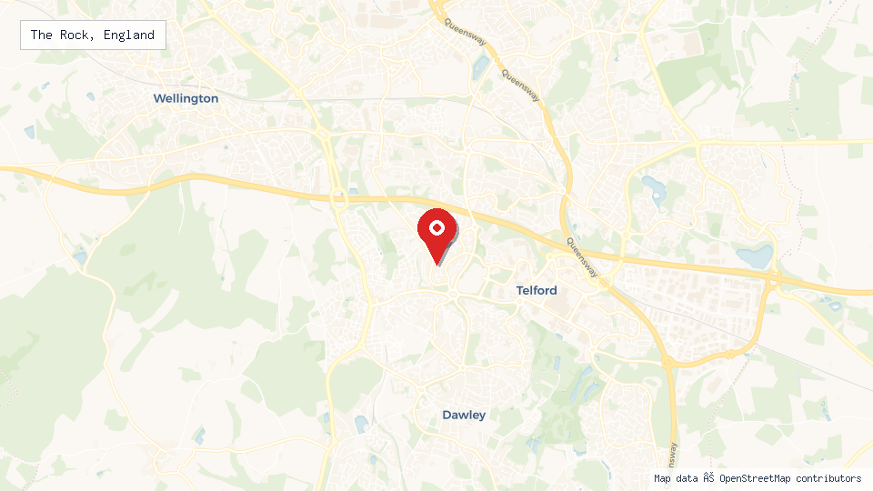Street map of The Rock, England with location pin