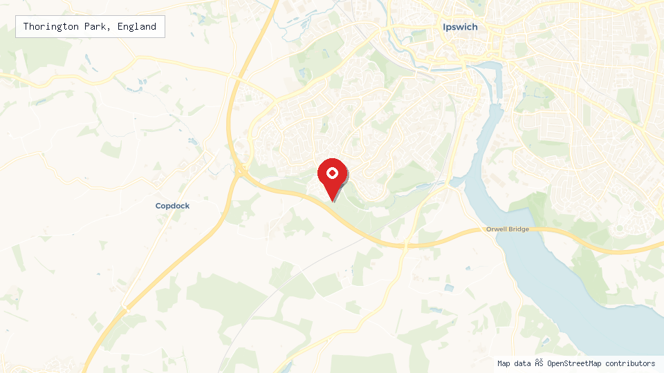 Street map of Thorington Park, England with location pin