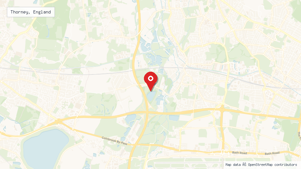Street map of Thorney, England with location pin