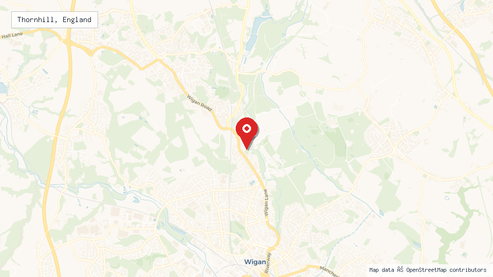 Street map of Thornhill, England with location pin
