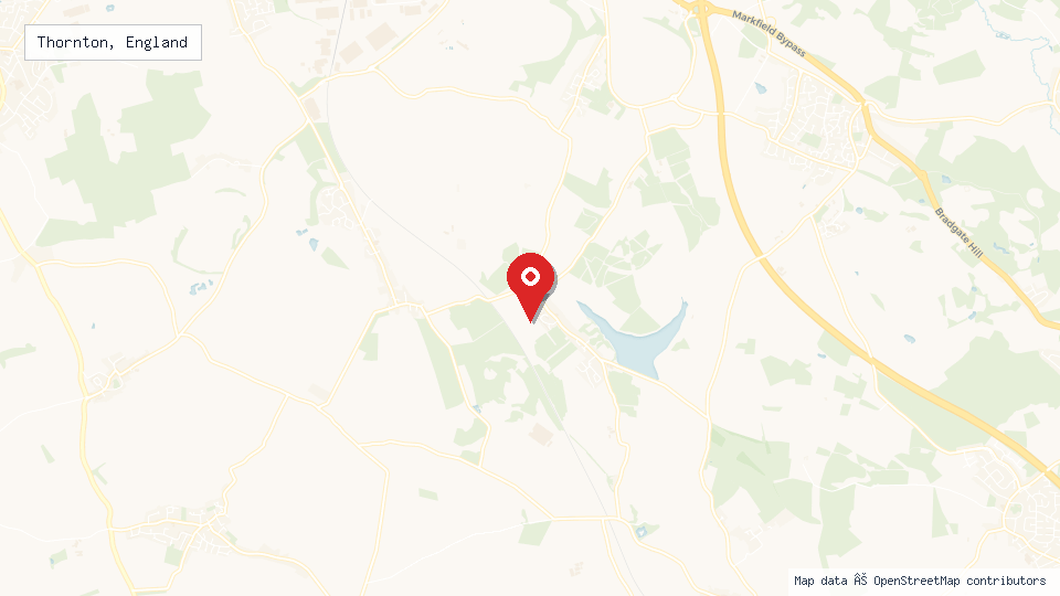 Street map of Thornton, England with location pin