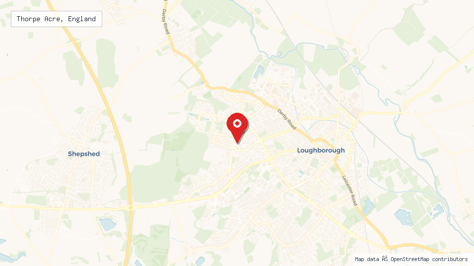 Street map of Thorpe Acre, England with location pin