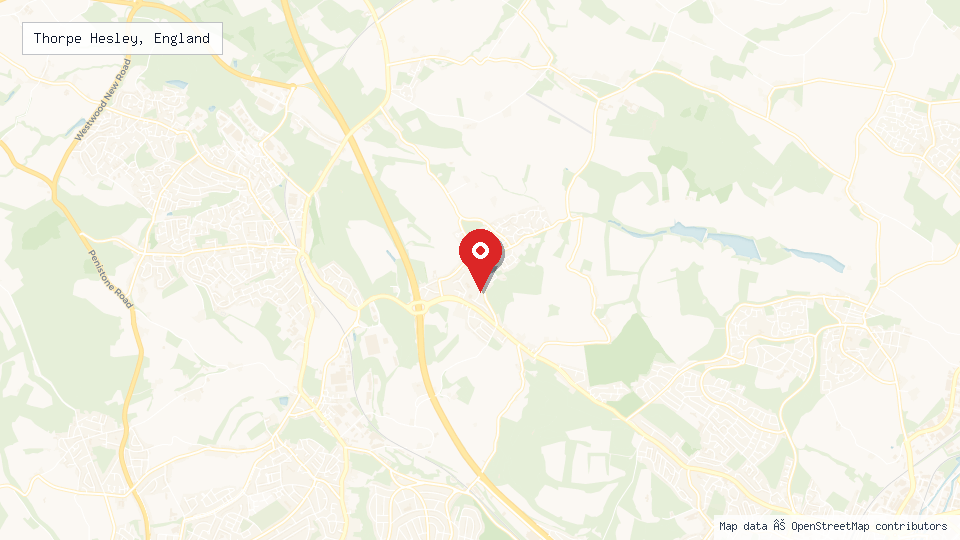 Street map of Thorpe Hesley, England with location pin