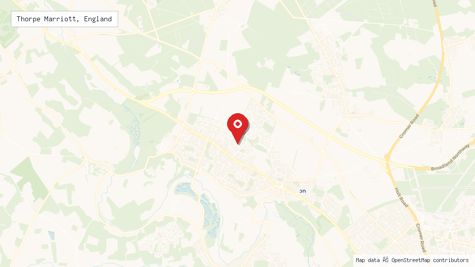Street map of Thorpe Marriott, England with location pin