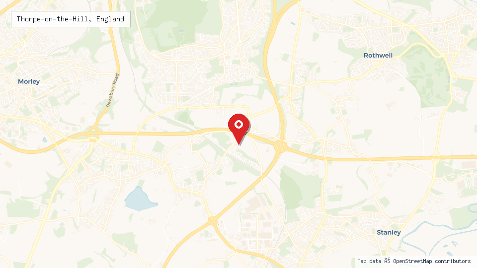 Street map of Thorpe-on-the-Hill, England with location pin
