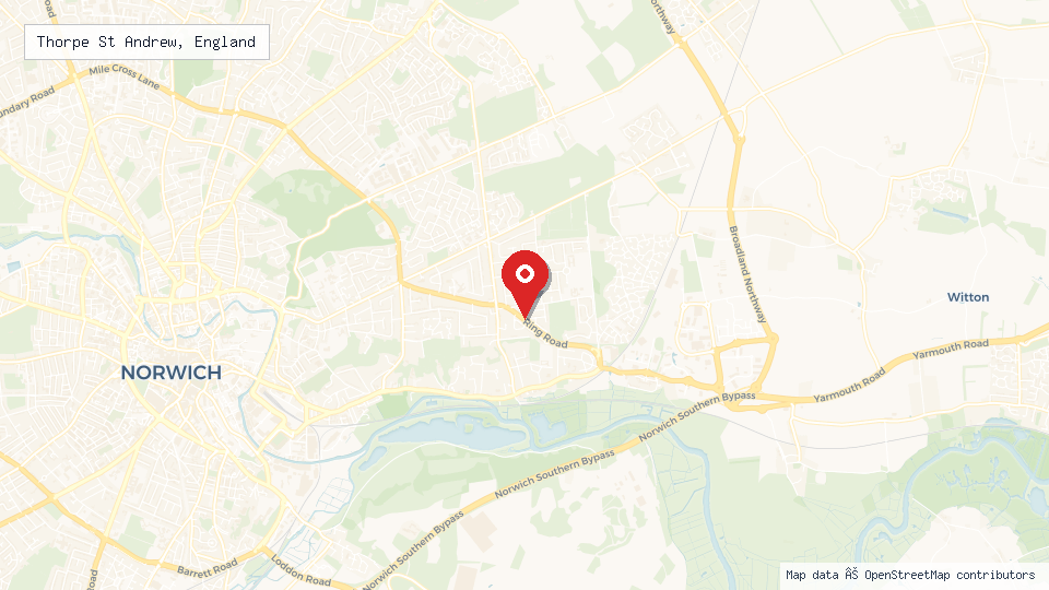 Street map of Thorpe St Andrew, England with location pin