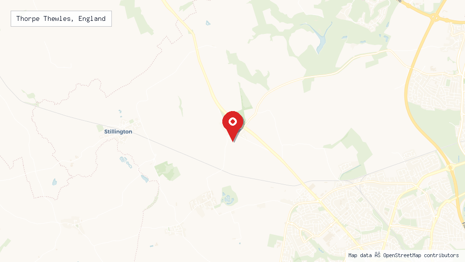 Street map of Thorpe Thewles, England with location pin
