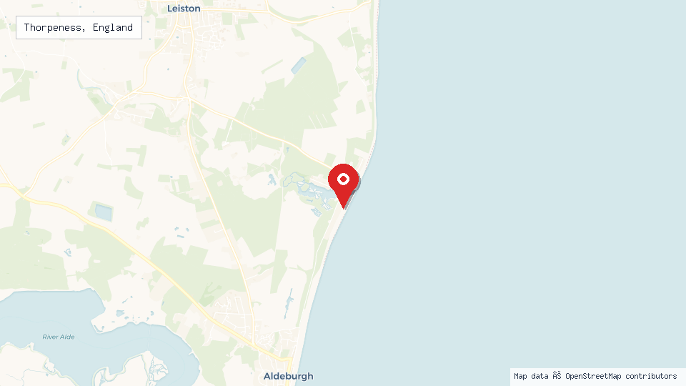 Street map of Thorpeness, England with location pin