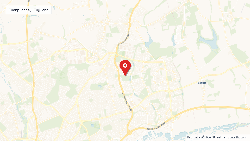 Street map of Thorplands, England with location pin